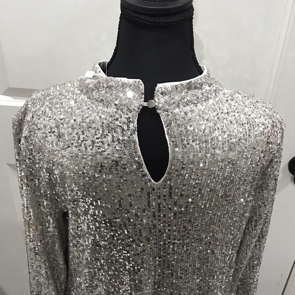 Spense Silver Sequin Blouse New with Tags size Large - Picture 4 of 12